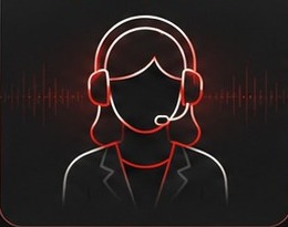 Telephone interviewer wearing a headset