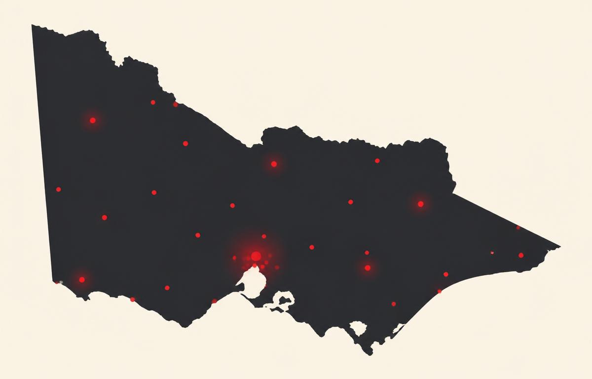 Illustrative map of Victoria with metropolitan and regional locations marked